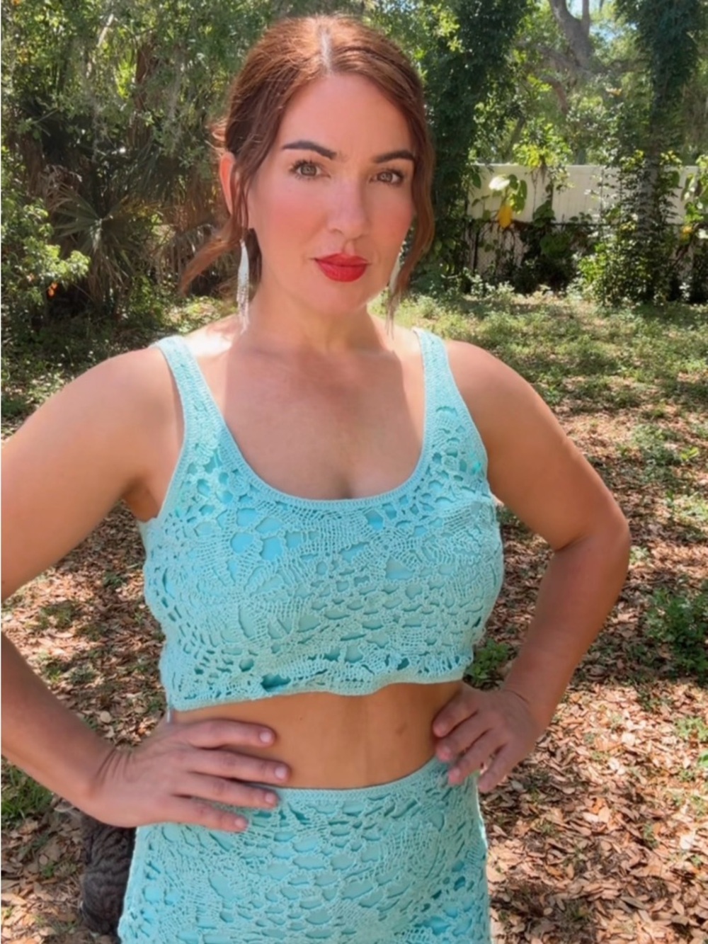 House of Harlow 1960 Aqua Crochet Midi Dress - Picture 6 of 6